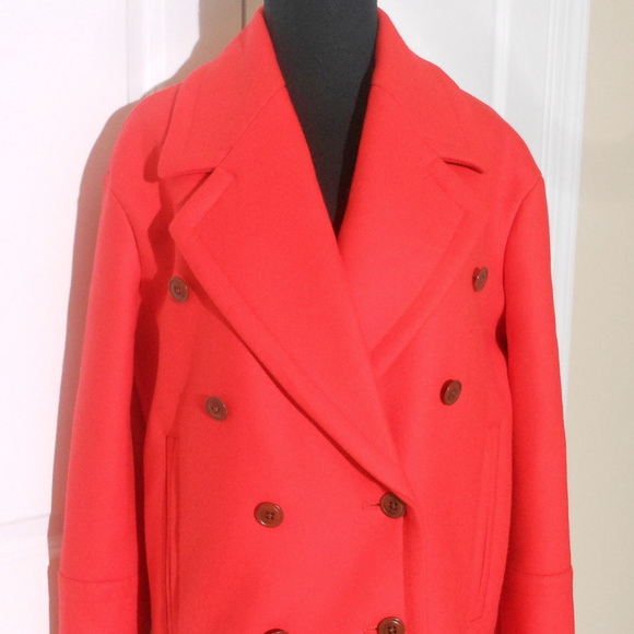 J CREW Wool Melton Peacoat 8/10T WARM RED JACKET - Picture 3 of 8